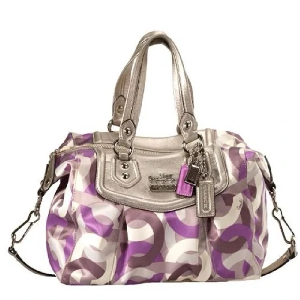 Coach Women's Shoulder Bag in Purple and Cream